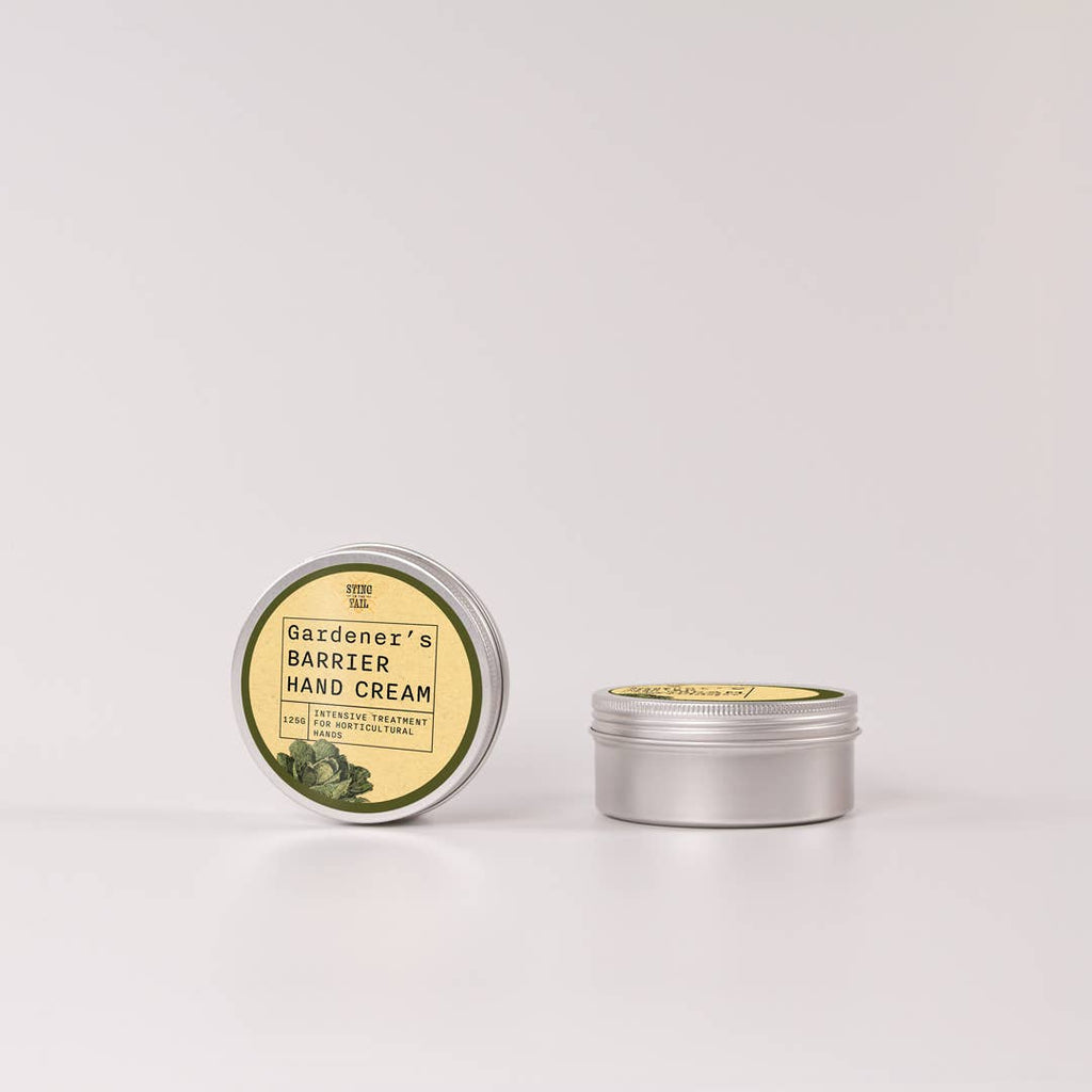 Gardeners Barrier Hand Cream with lid on a light grey background